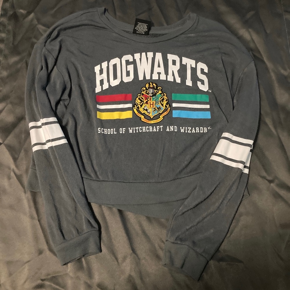 Grey cropped Hogwarts sweater